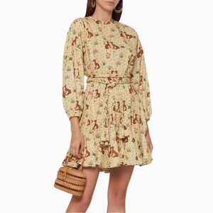 Rhode Ella Mini Dress Safari Animals Leopard Cheetah Meadow New Size Small